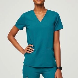 Figs Teal V-Neck Scrub Top